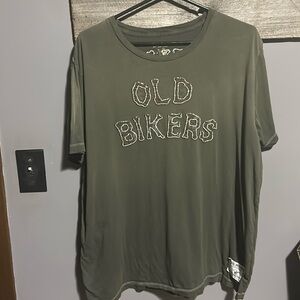 Y2K Vintage True Religion Camo BIKERS font distressed shirt